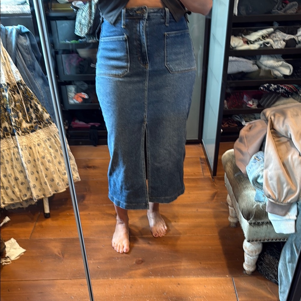 Just Black Denim Midi Skirt